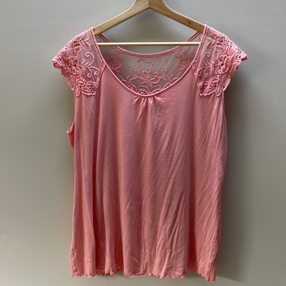 Cotton Modal Lace Mesh Top